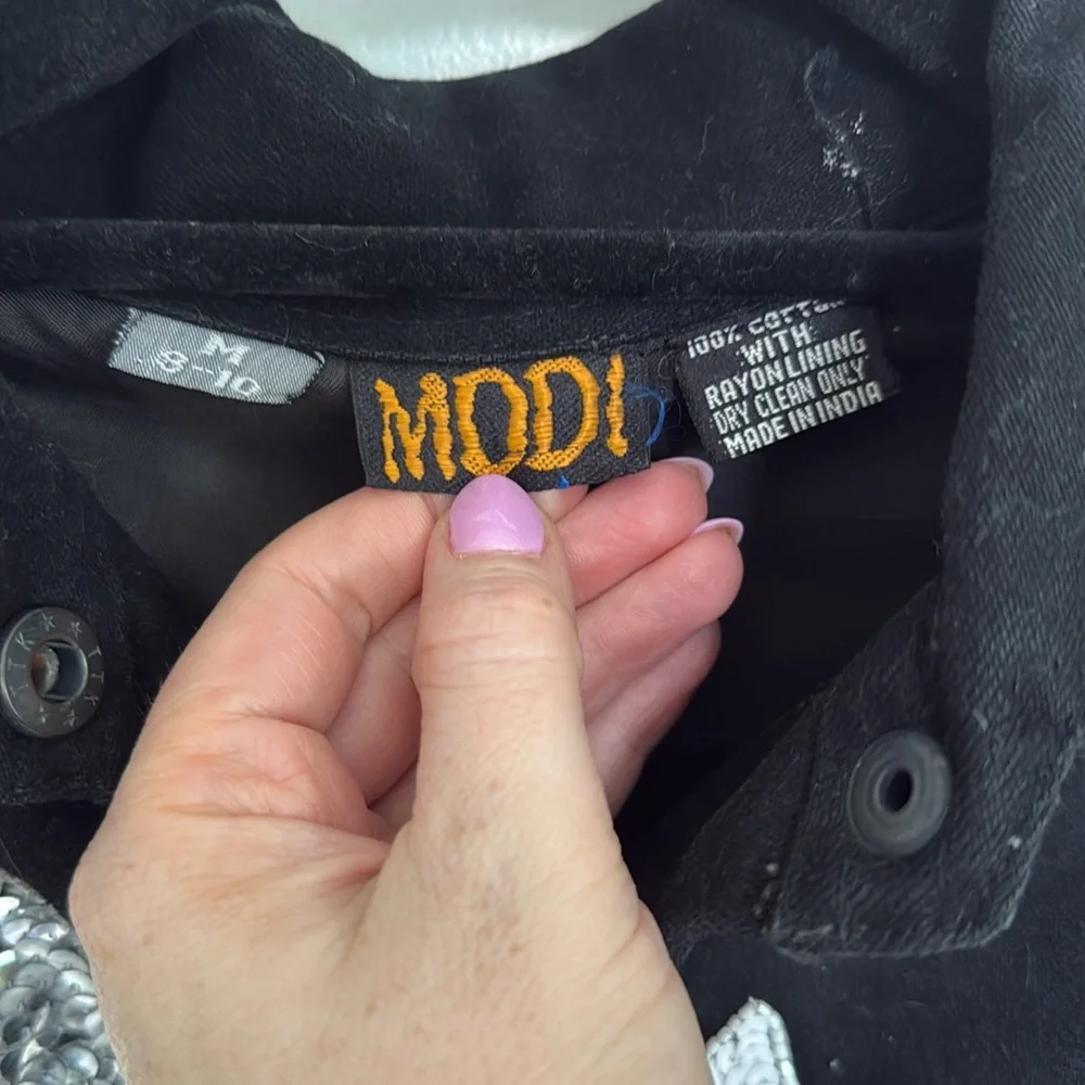 Vintage Modi Beaded Sequin Star Denim Cotton Jacket - Picture 4 of 14